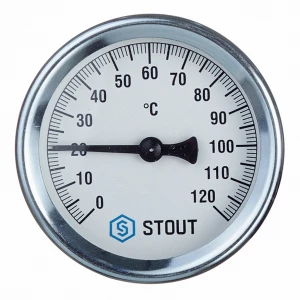 Термометр биметаллический накладной с пружиной t=120° Stout
